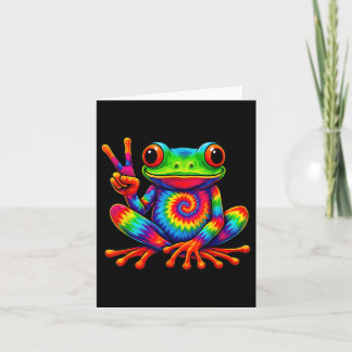 Tie-dye Frog Peace Sign Hippie For Men Women Card