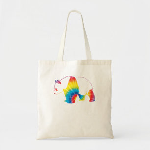 Tie Dye Giant Panda Rainbow Print Animal Hip Tote Bag