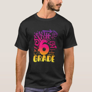 Tie Dye Girls 6th Sixth Grade Squad Crew Team Grap T-Shirt