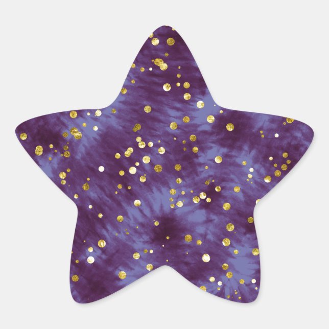 Tie-dye glitter star sticker (Front)