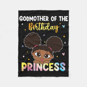 Tie Dye Godmother The Birthday Princess Black Hist Fleece Blanket