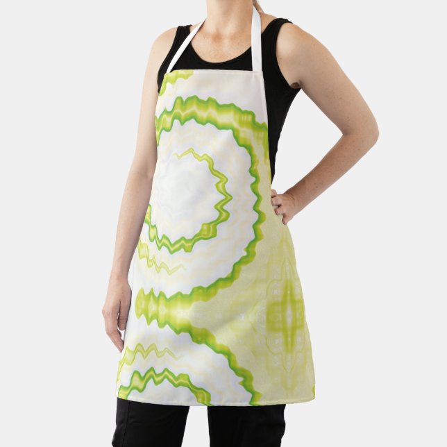 Tie dye Green chartreuse white swirl funky retro Apron (Insitu)