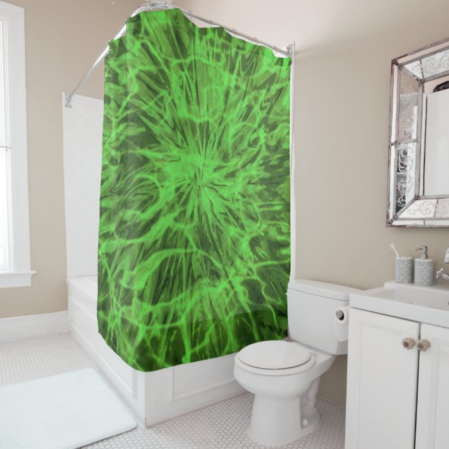TIE DYE GREEN  SHOWER CURTAIN (In Situ)