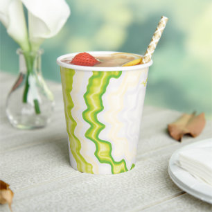 Tie dye green swirl funky retro pattern party paper cups