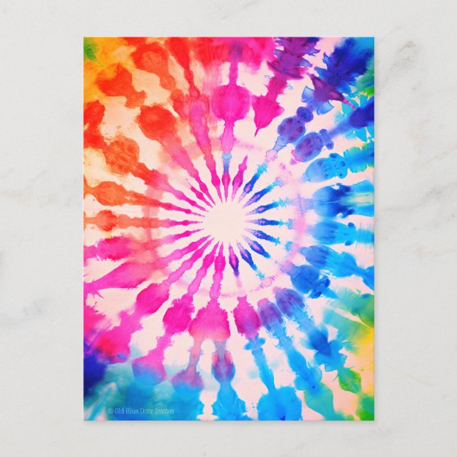 Tie Dye Groovy Hippie Bold Colourful Design Postcard (Front)