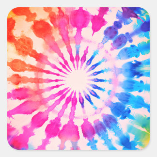 Tie Dye Groovy Hippie Bold Colourful Design Square Sticker