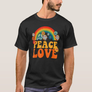 Tie Dye Groovy Hippie Peace Sign Love 1960s 1970s T-Shirt