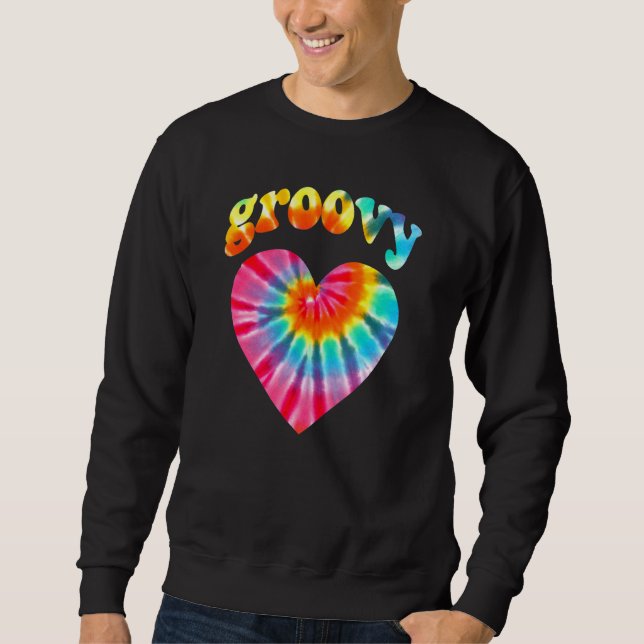Tie Dye Groovy Love Heart Hippie 70s Costume For W Sweatshirt (Front)