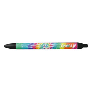 Tie Dye Groovy Personalised Back to School Black Ink Pen