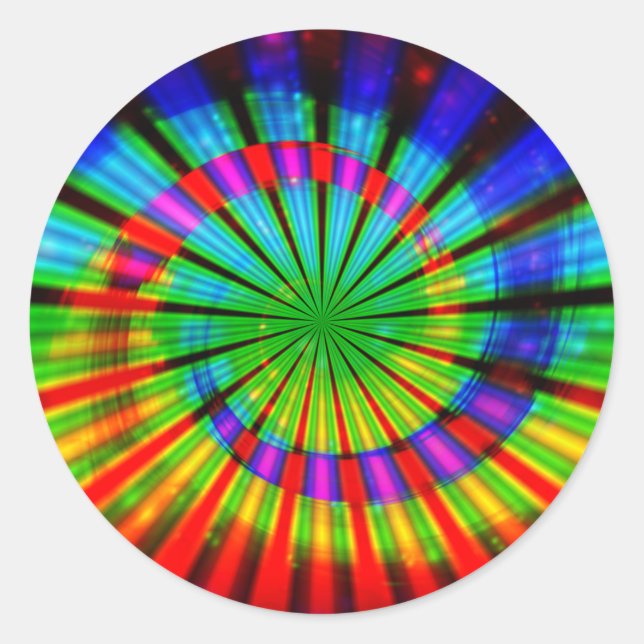 Tie-Dye Groovy Rainbow Classic Round Sticker (Front)
