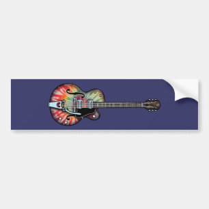 Tie Dye Guitar Bumper Sticker