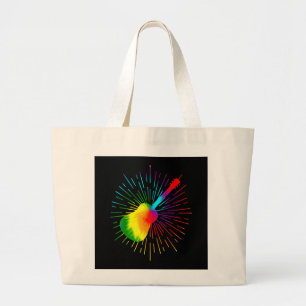Tie Dye Guitar Music Design Colourful Guitarist Large Tote Bag