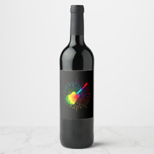 Tie Dye Guitar Music Design Colourful Guitarist Wine Label