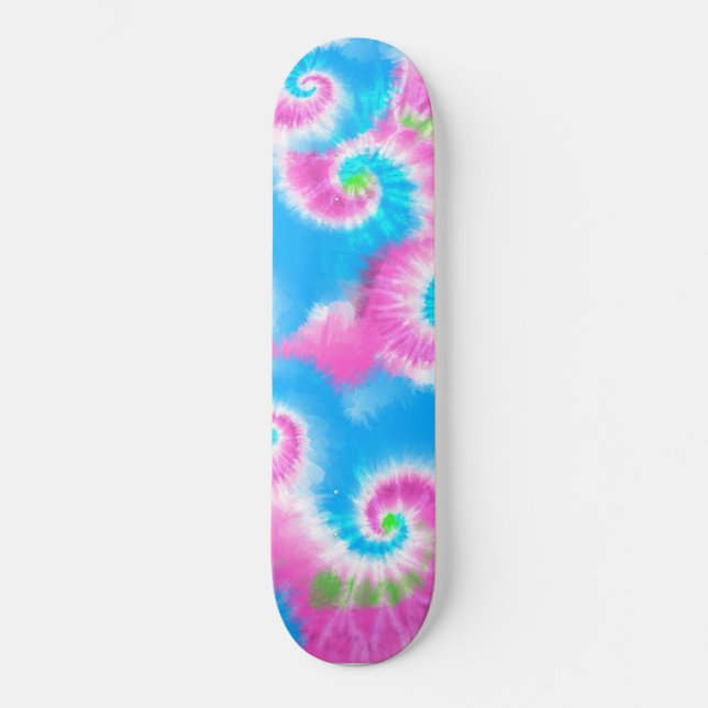 Tie Dye Hand Paint Pink Pattern Skateboard (Front)