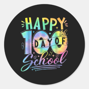 Tie Dye Happy 100th Day Of School Teacher Student  Classic Round Sticker