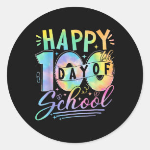 Tie Dye Happy 100th Day Of School Teacher Student Classic Round Sticker