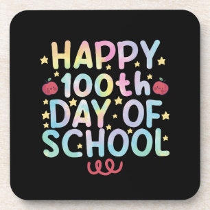Tie Dye Happy 100th Day Of School Teacher Student  Coaster