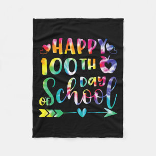 Tie Dye Happy 100th Day Of School Teacher Student Fleece Blanket