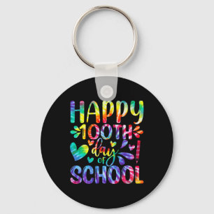 Tie Dye Happy 100th Day Of School Teacher Student  Key Ring