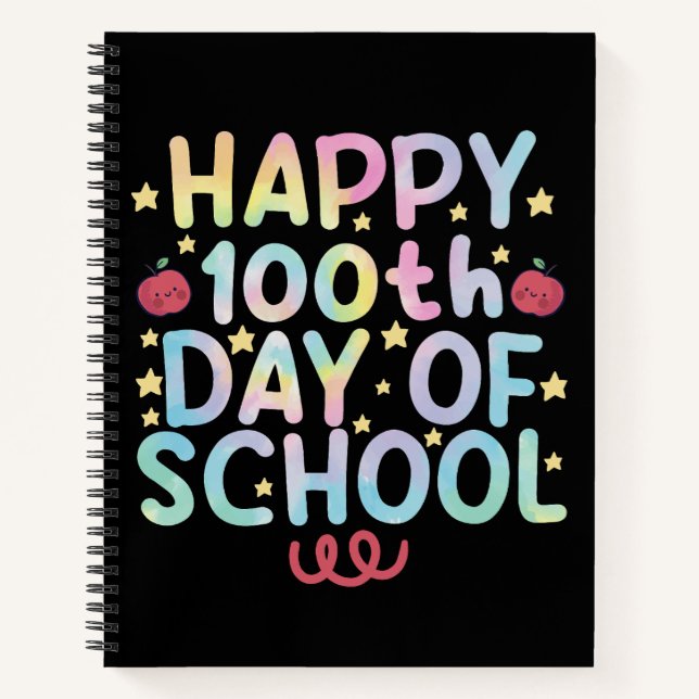 Tie Dye Happy 100th Day Of School Teacher Student  Notebook (Front)