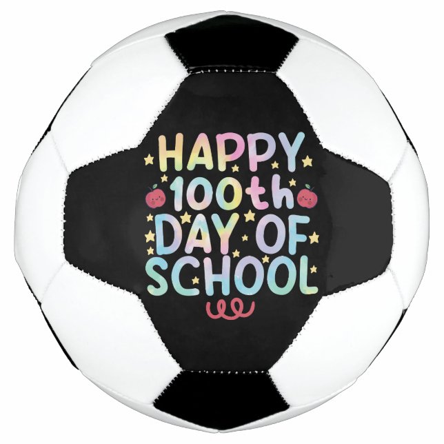 Tie Dye Happy 100th Day Of School Teacher Student  Soccer Ball (Front)