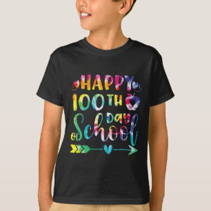 Tie Dye Happy 100th Day Of School Teacher Student  T-Shirt