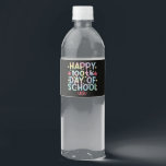 Tie Dye Happy 100th Day Of School Teacher Student  Water Bottle Label<br><div class="desc">Tie Dye Happy 100th Day Of School Teacher Student 100 Days T-Shirt</div>