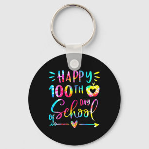 Tie Dye Happy 100th Day School Teacher Student 100 Key Ring