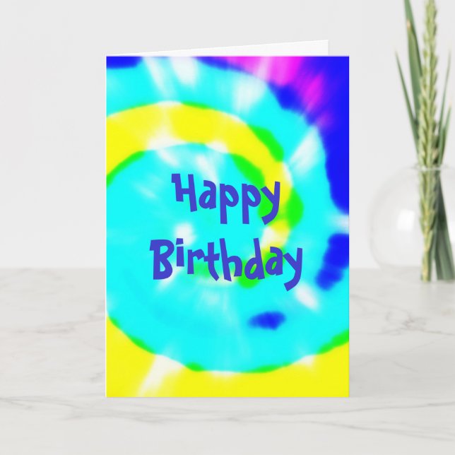 Tie Dye Happy Birthday 60s Card (Front)