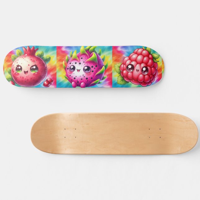 Tie-Dye Happy Dragon Fruit Skateboard (Horz)