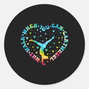 Tie-dye Heart Cartwheel Gymnastics Cheerleader Gym Classic Round Sticker