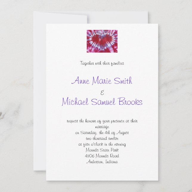 Tie Dye Heart Invitation (Front)