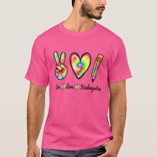 Tie Dye Heart Pencil Kindergarten Back To School T-Shirt