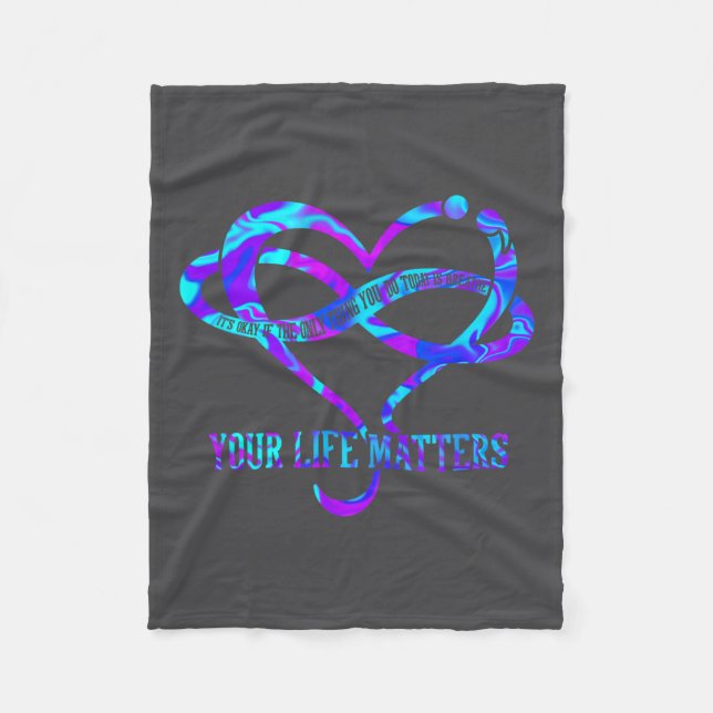 Tie Dye Heart Your Life S Suicide Prevention Aware Fleece Blanket (Front)