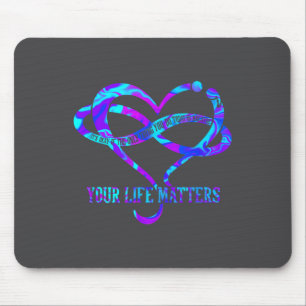 Tie Dye Heart Your Life S Suicide Prevention Aware Mouse Pad