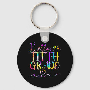 Tie Dye Hello Fifth 5th Grade Teacher Student Byck Key Ring