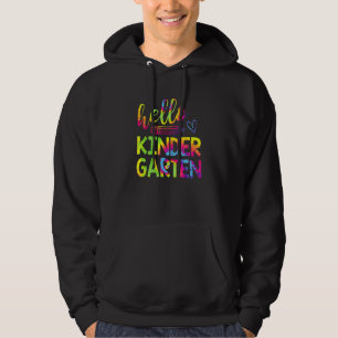 Tie Dye Hello Kindergarten Teacher Back To School  Hoodie