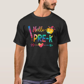 Tie Dye Hello Pre-K Teachers Students Back To Scho T-Shirt
