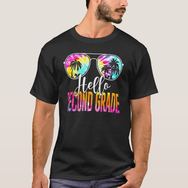 Tie Dye Hello Second Grade Teacher First Day Of Sc T-Shirt (Front)