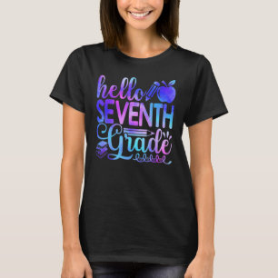 Tie Dye Hello Seventh 7th Grade Teacher First Day  T-Shirt