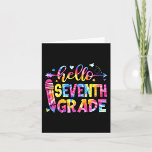 Tie Dye Hello Seventh Grade Teacher Student Back T Card