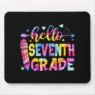 Tie Dye Hello Seventh Grade Teacher Student Back T Mouse Pad