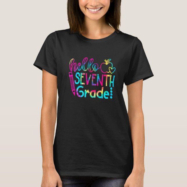 Tie Dye Hello Seventh Grade Team 7th Grade Back To T-Shirt (Front)