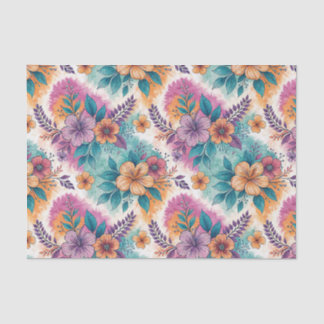 Tie-Dye Hibiscus Flower Watercolor Floral Painting Tissue Paper
