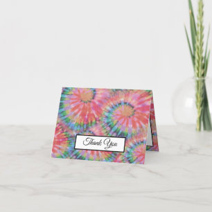 tie dye hippie colourful rainbow thank you card