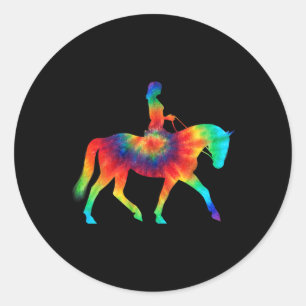 Tie Dye Horse Tie Dyed Polo Player Horseback Ridin Classic Round Sticker