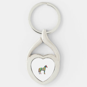 Tie Dye Horse Vintage Engraving Vector Art Key Ring