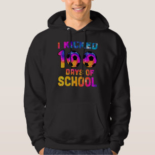 Tie Dye I Kicked 100 Days Of School Soccer Sports Hoodie