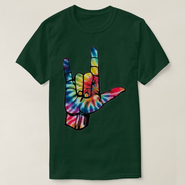tie dye ILY hand T-Shirt (Design Front)