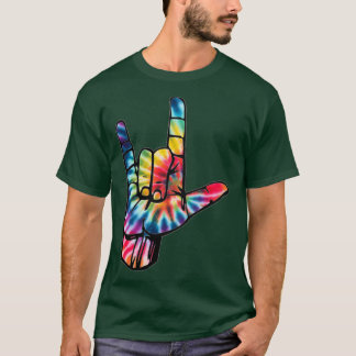 tie dye ILY hand T-Shirt